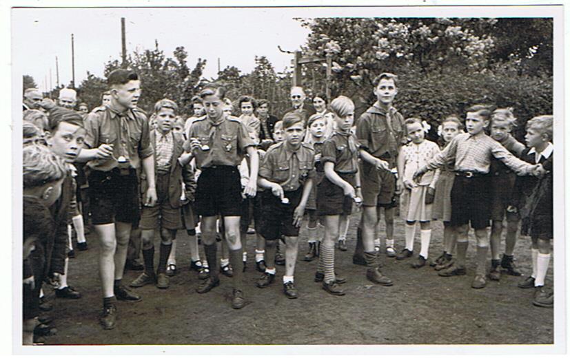 Postcard sized HJ group photo egg and spoon race