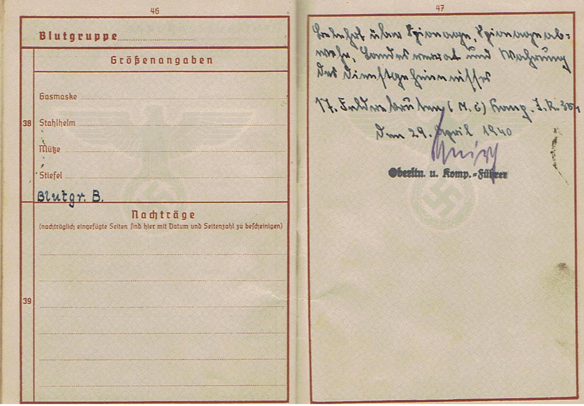 Wehrpass Gefreiter Nachrichten-Kompanie 435 35.Armee-Korps KIA 1941 Russia - Image 11