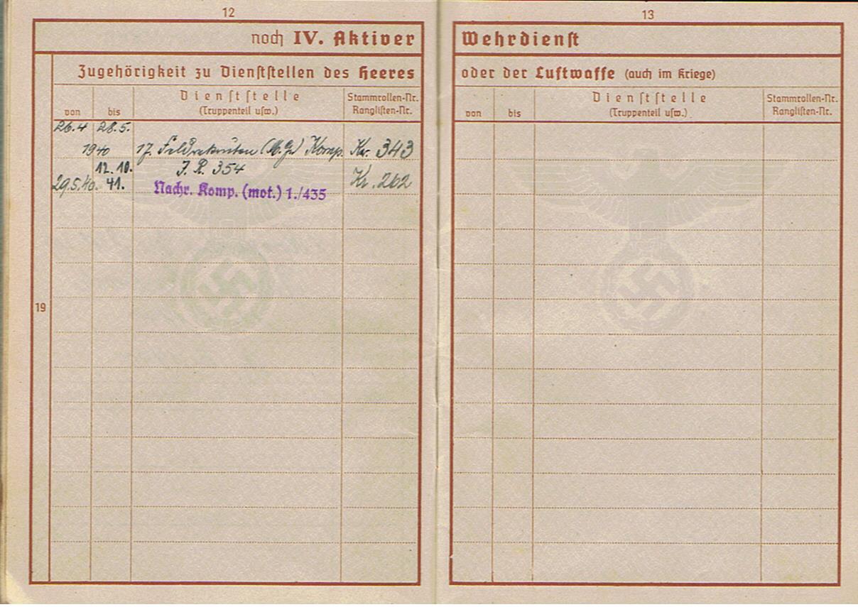 Wehrpass Gefreiter Nachrichten-Kompanie 435 35.Armee-Korps KIA 1941 Russia - Image 6
