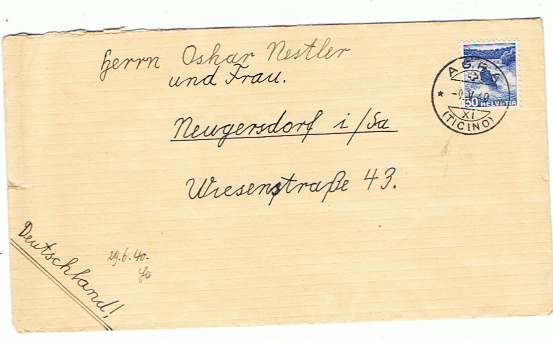 Envelope Switzerland Germany 1940 censored Geprüft Oberkommando der Wehrmacht