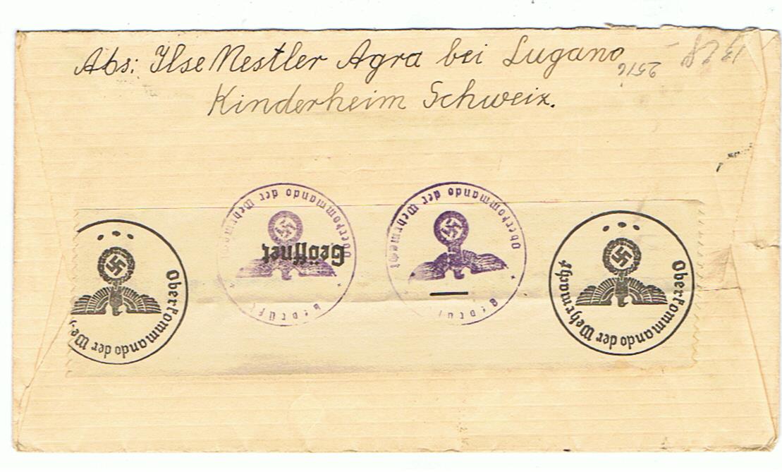 Envelope Switzerland Germany 1940 censored Geprüft Oberkommando der Wehrmacht - Image 2