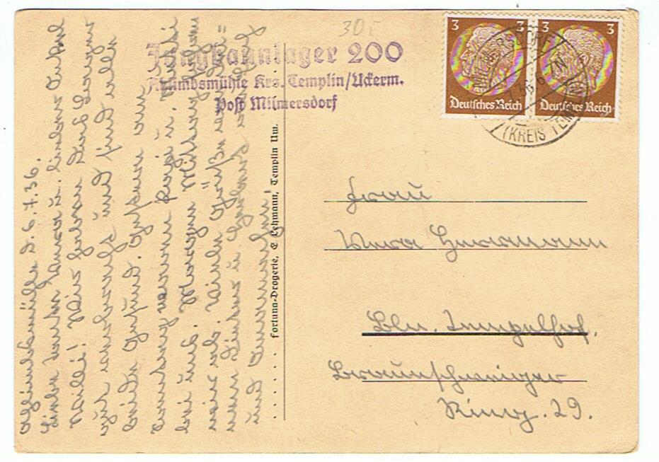 Postcard HJ/DJ Sommerlager Jungbann 200 Templin 1936 - Image 2