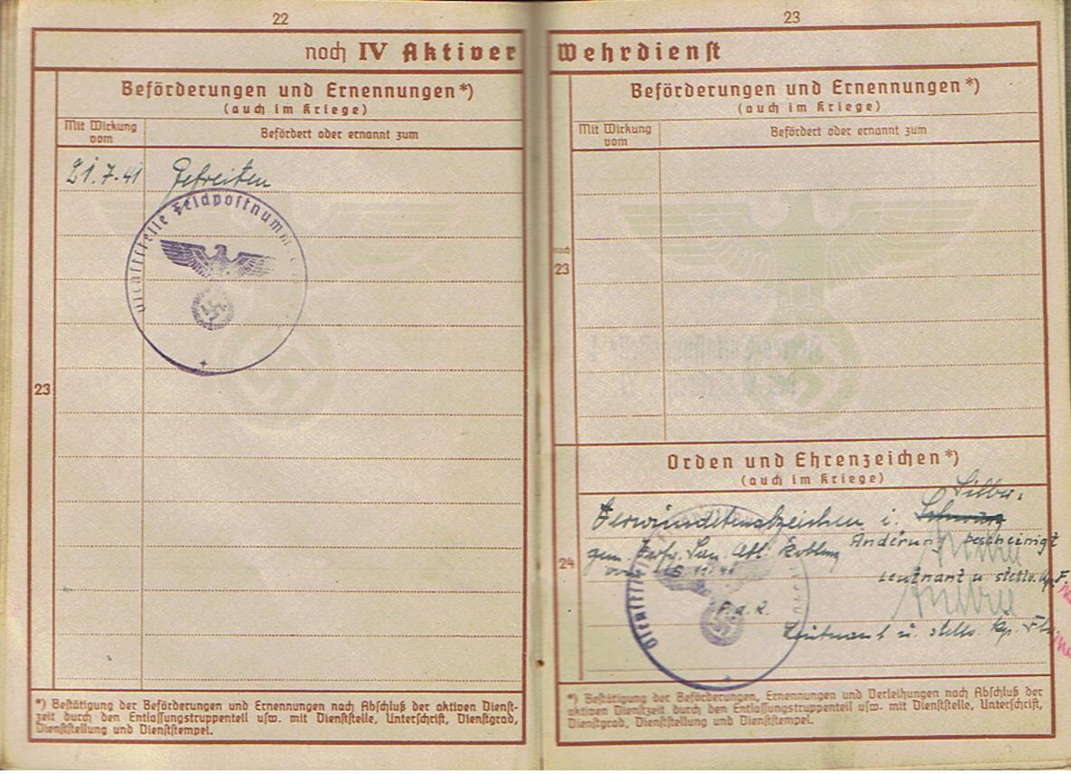 Wehrpass Gefreiter IR463 263.Infanterie-Division Russia VWA Silver - Image 9
