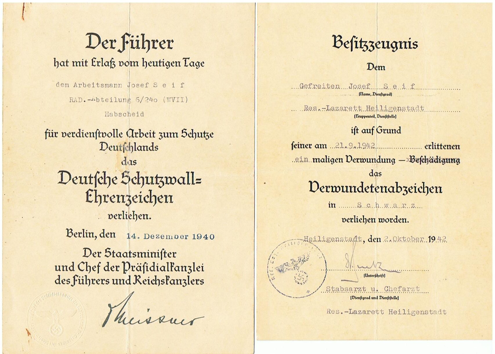 Four award documents RAD Obergefreiter Infantry 253.Infanterie-Division Russia - Image 2