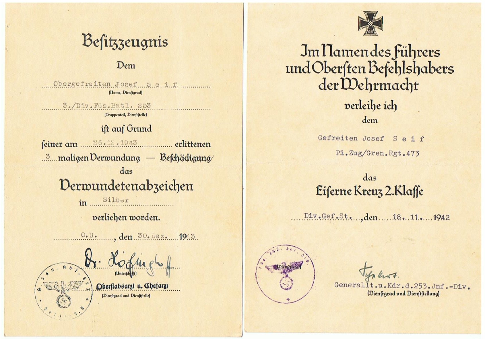 Four award documents RAD Obergefreiter Infantry 253.Infanterie-Division Russia - Image 3