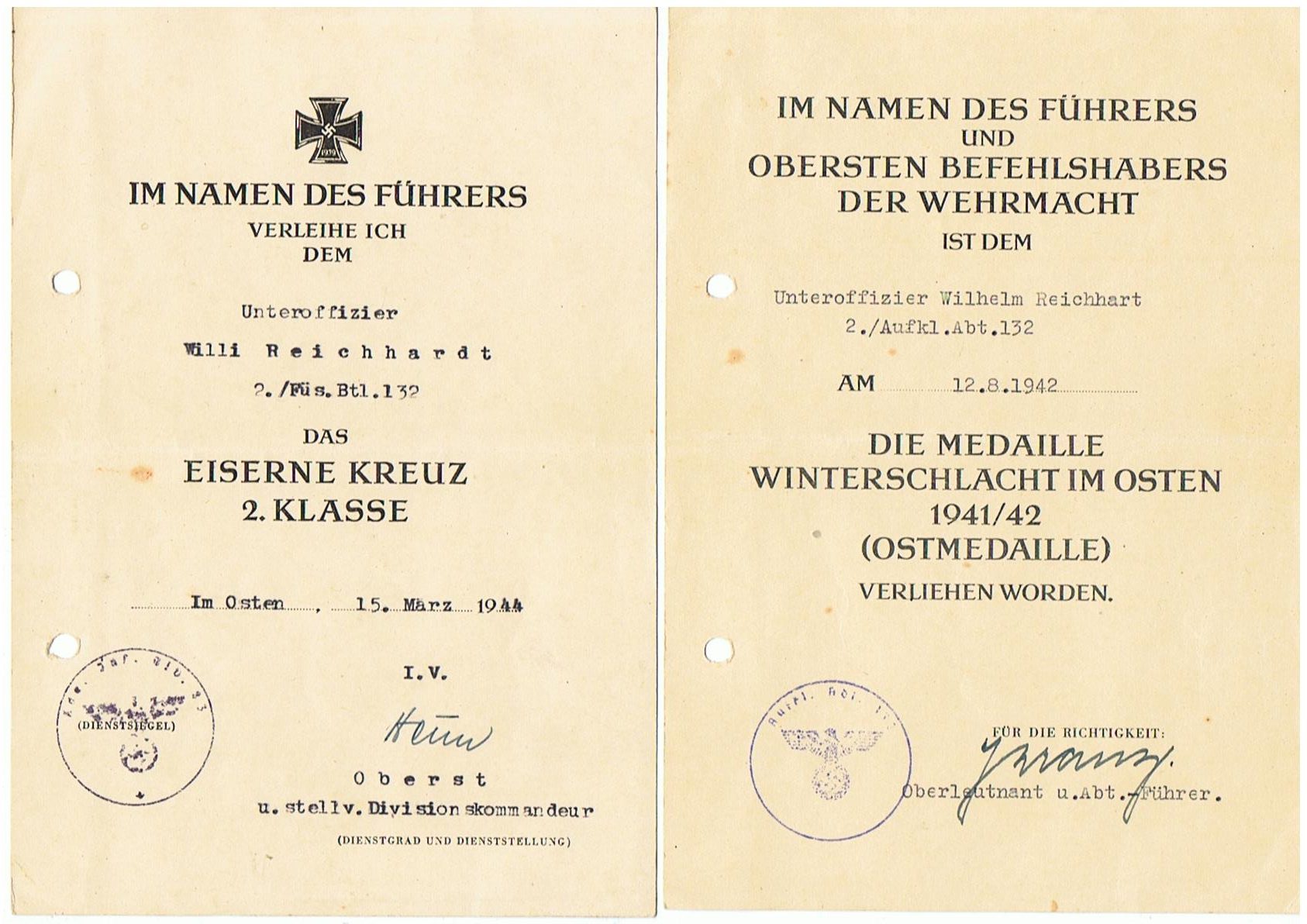 Award documents NCO Recco. 132.Infanterie-Division Russia Kurland - Image 3