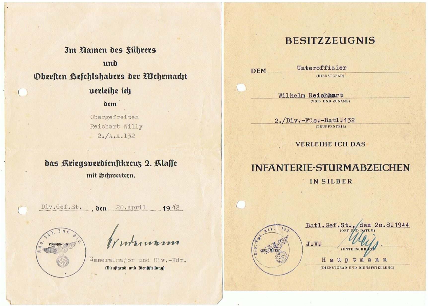 Award documents NCO Recco. 132.Infanterie-Division Russia Kurland - Image 4