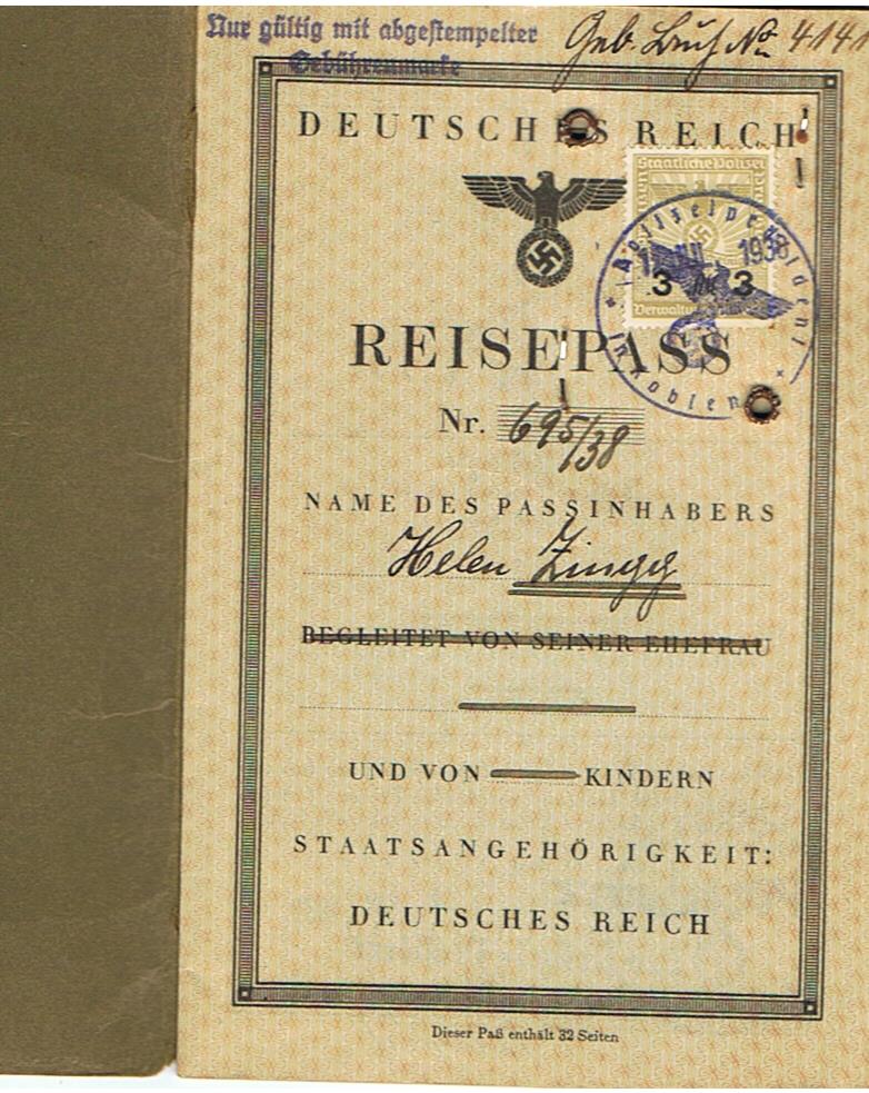 Deutsches Reich Reisepass travell pass 1938 student Koblenz - Image 2