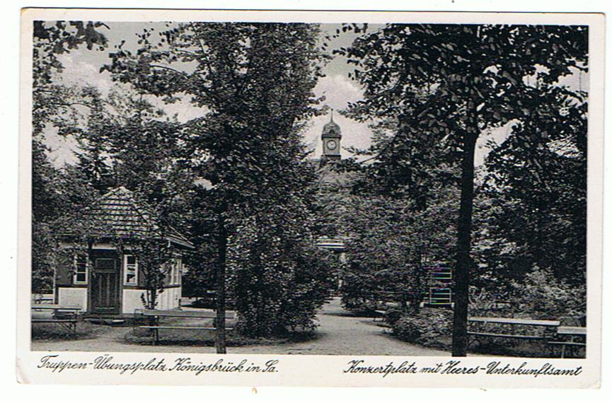 Postcard Truppenübungsplatz Königsbrück Konzertplatz mit Heeres-Unterkunftsamt 1938