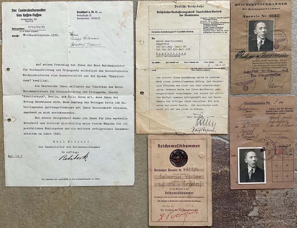 Passes musician conductor Reichskulturkammer Reichsmusikkammer Darmstadt 1938-1944