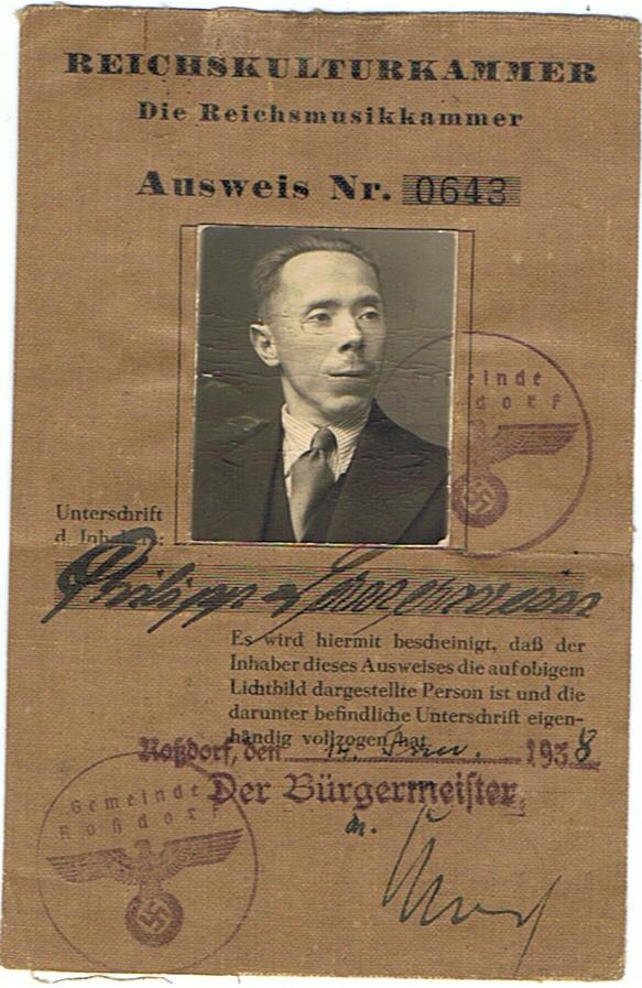 Passes musician conductor Reichskulturkammer Reichsmusikkammer Darmstadt 1938-1944 - Image 5