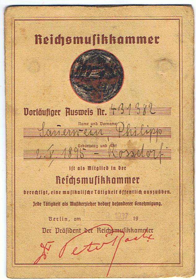 Passes musician conductor Reichskulturkammer Reichsmusikkammer Darmstadt 1938-1944 - Image 7