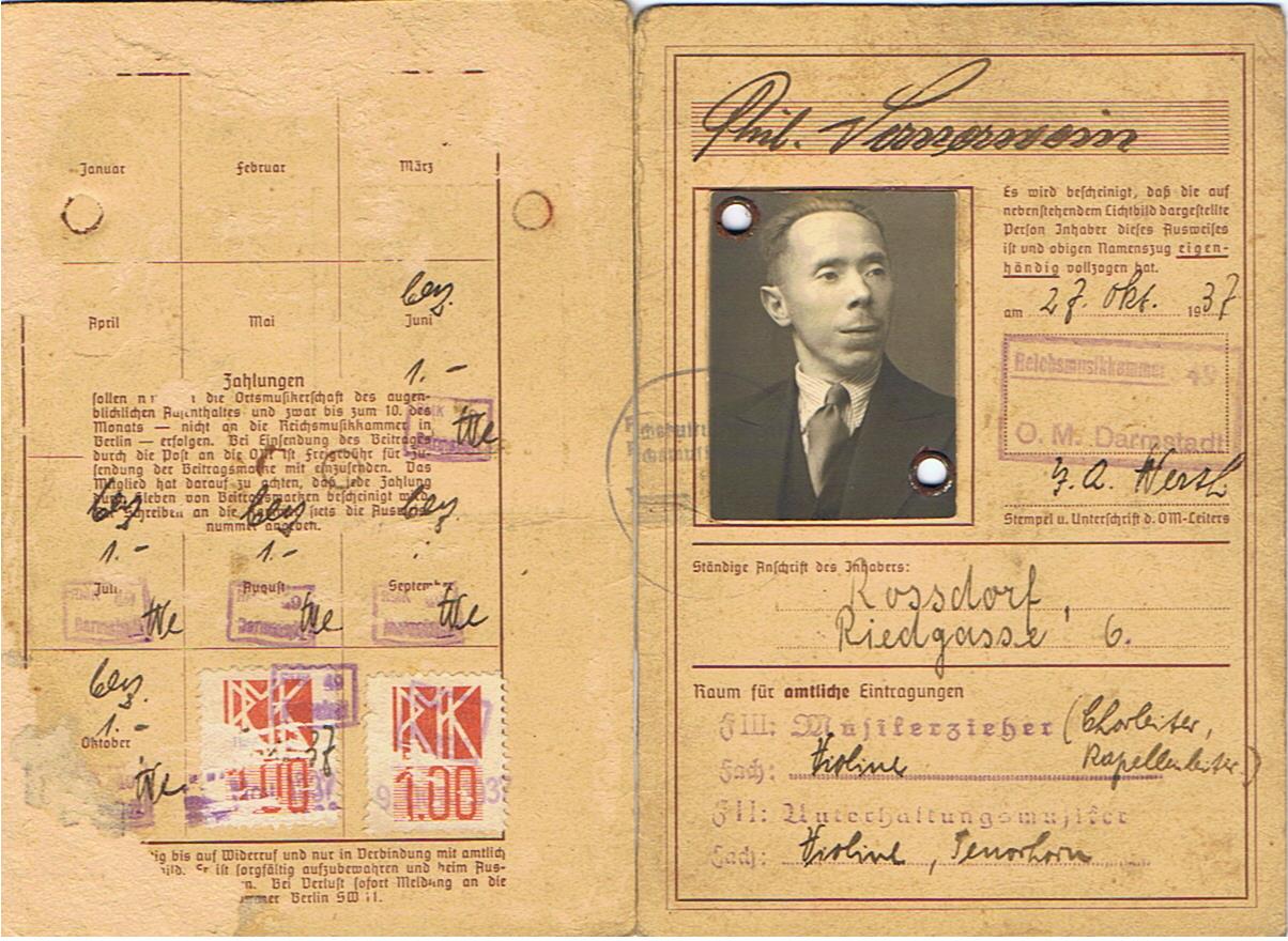 Passes musician conductor Reichskulturkammer Reichsmusikkammer Darmstadt 1938-1944 - Image 8