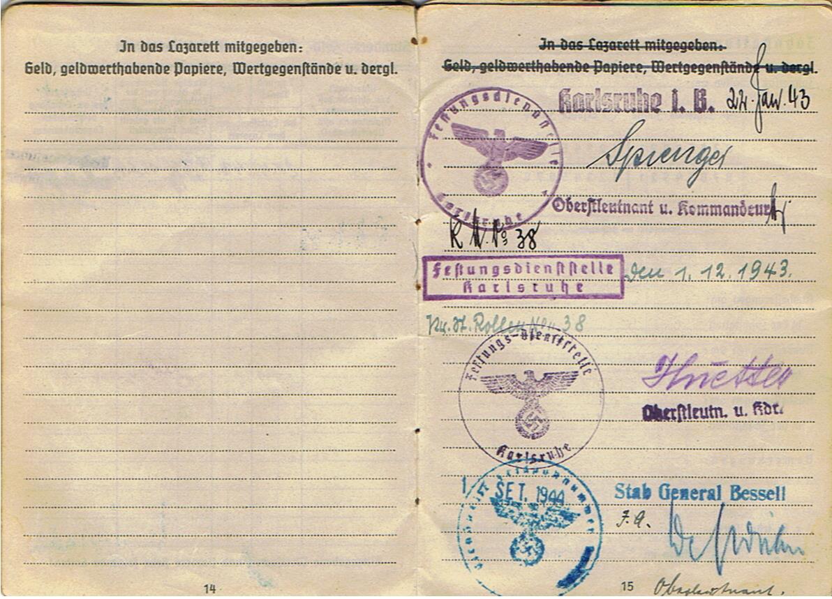 Soldbuch army Wallmeister Walloberwachtmeister Westwall and Stab General Besell Gustav Line Italy 1944 - Image 12