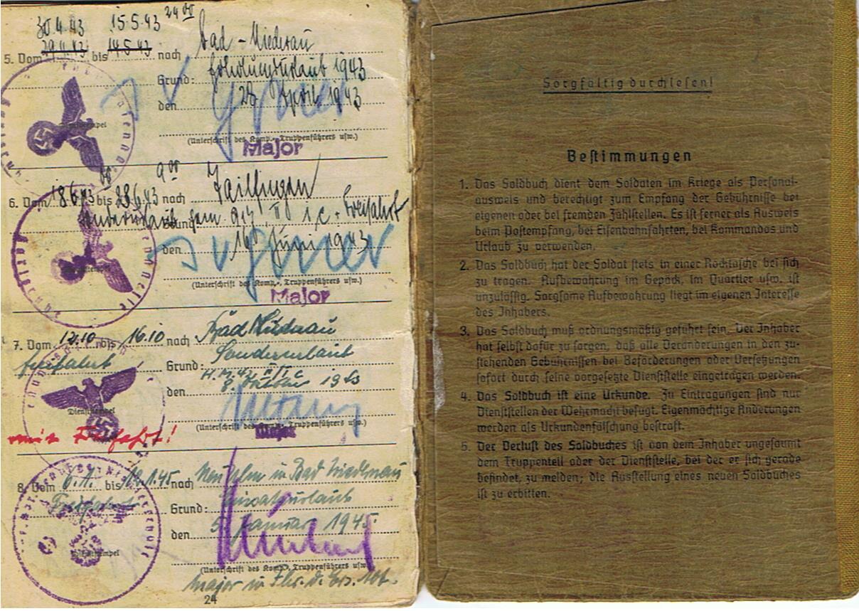Soldbuch army Wallmeister Walloberwachtmeister Westwall and Stab General Besell Gustav Line Italy 1944 - Image 17