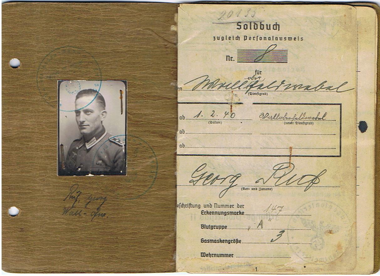 Soldbuch army Wallmeister Walloberwachtmeister Westwall and Stab General Besell Gustav Line Italy 1944 - Image 2