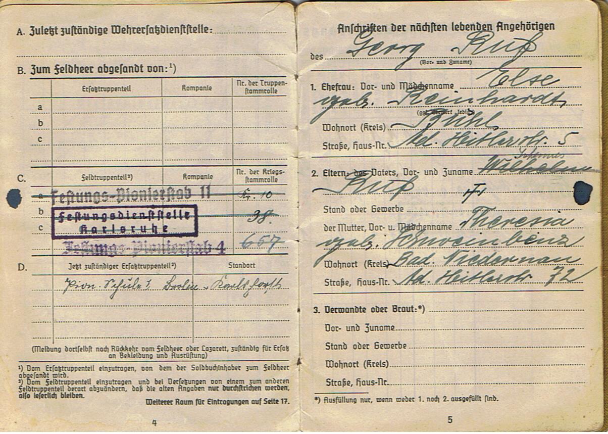Soldbuch army Wallmeister Walloberwachtmeister Westwall and Stab General Besell Gustav Line Italy 1944 - Image 4