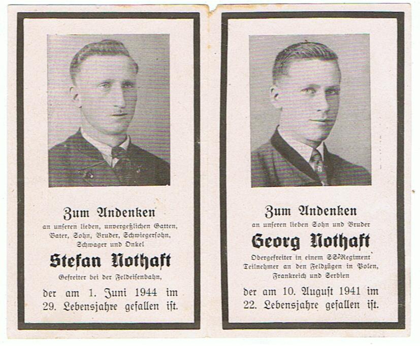 Two brothers SS-Rottenführer KIA 1941 Russia and Gefreiter field railway unit KIA Belarus 1944