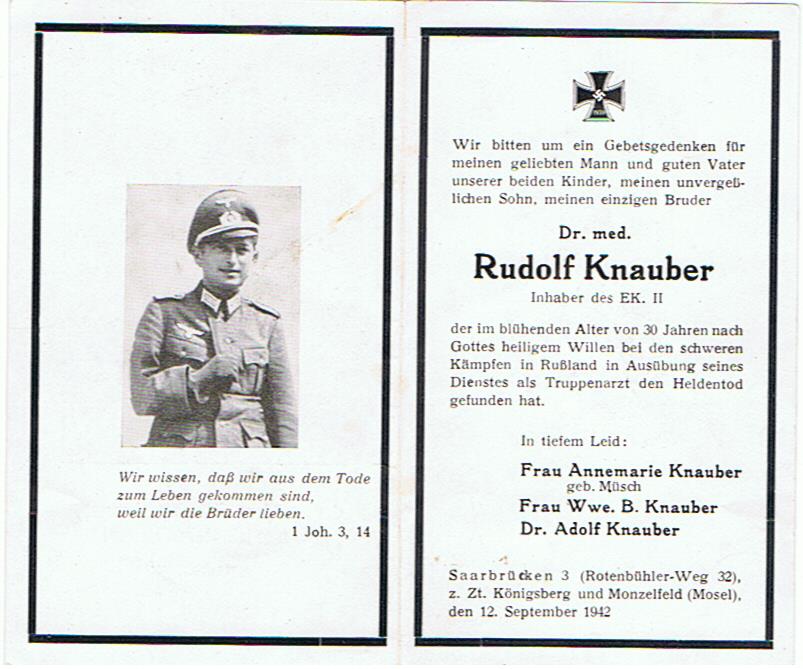 Doctor Assistenzarzt 134.Infanterie-Division KIA 1942 Dubna