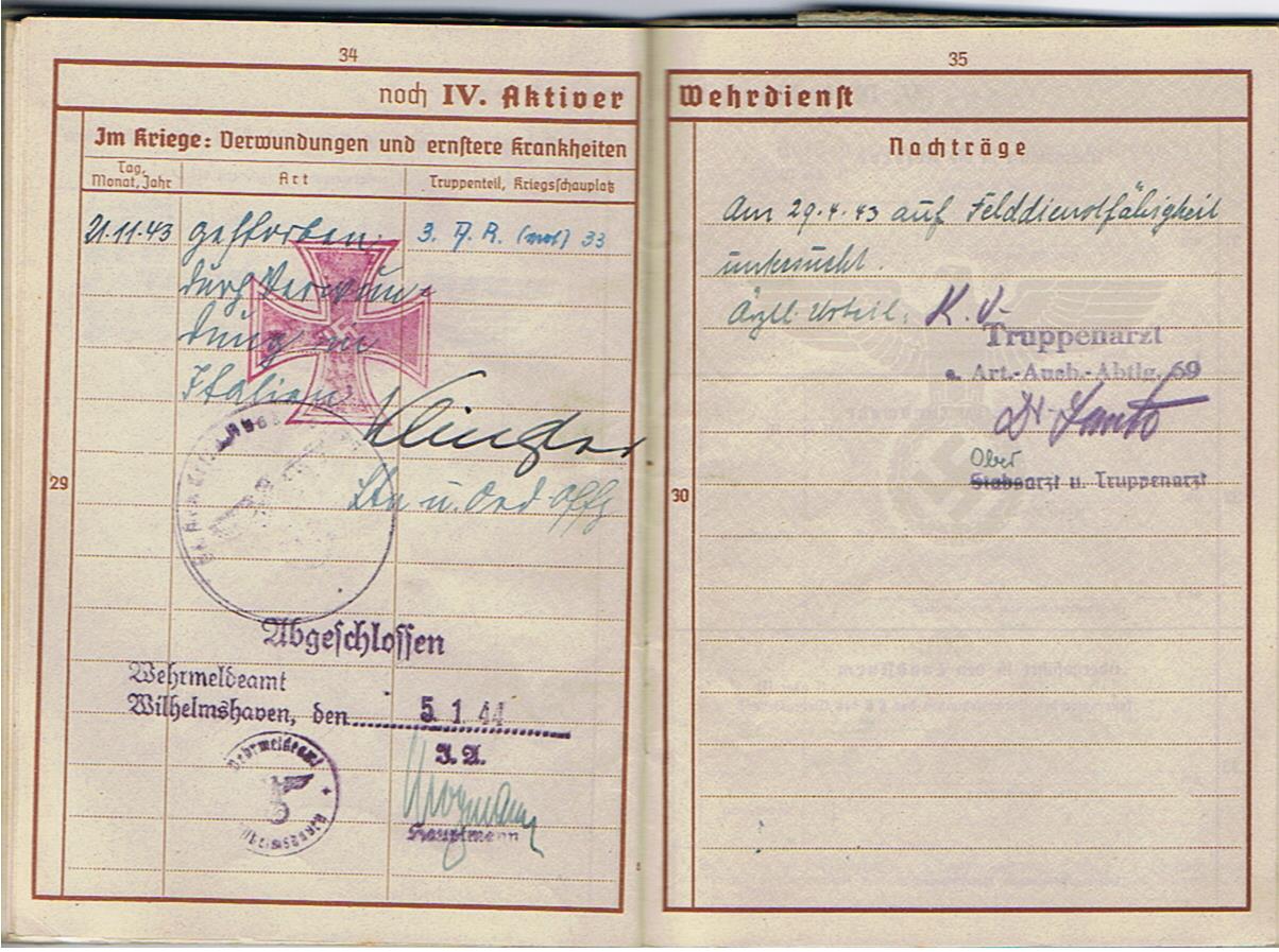 Wehrpass group Obergefreiter Kriegmarine Holland and Army Artillery Sicily and Italy KIA 1944 Monte Cassino - Image 14