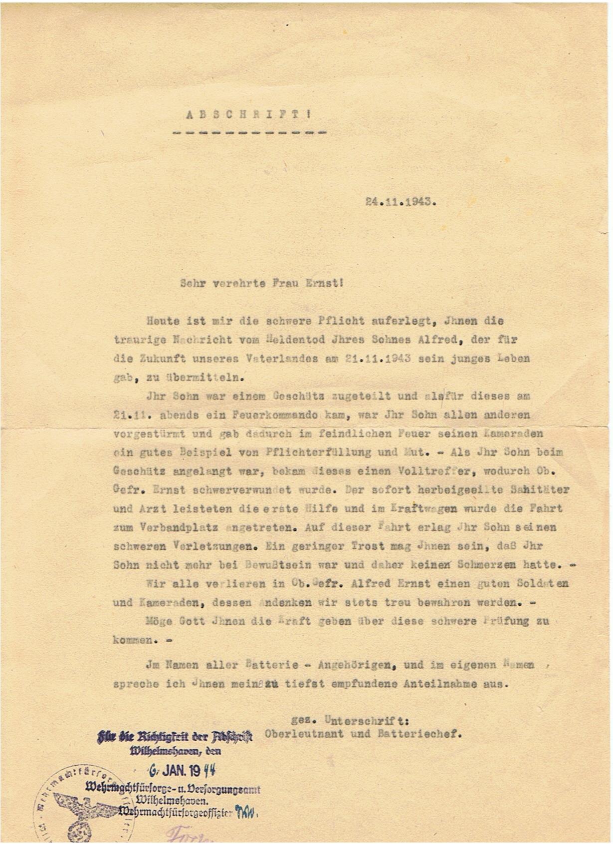 Wehrpass group Obergefreiter Kriegmarine Holland and Army Artillery Sicily and Italy KIA 1944 Monte Cassino - Image 27