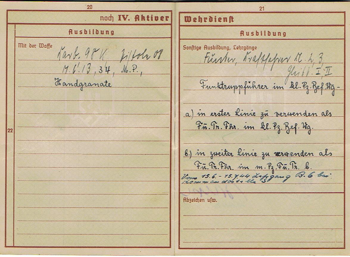 Wehrpass group Wachtmeister Panzer-Nachrichten Russia and V2 rocket personnel chemistry student - Image 37