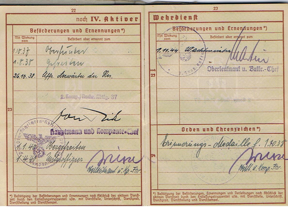 Wehrpass group Wachtmeister Panzer-Nachrichten Russia and V2 rocket personnel chemistry student - Image 38