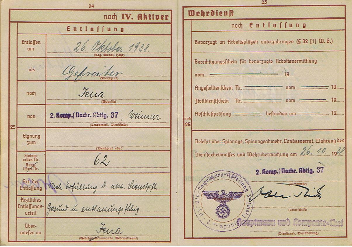 Wehrpass group Wachtmeister Panzer-Nachrichten Russia and V2 rocket personnel chemistry student - Image 39