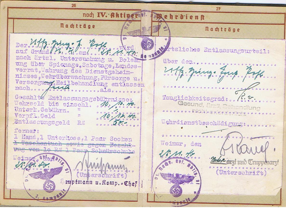 Wehrpass group Wachtmeister Panzer-Nachrichten Russia and V2 rocket personnel chemistry student - Image 41