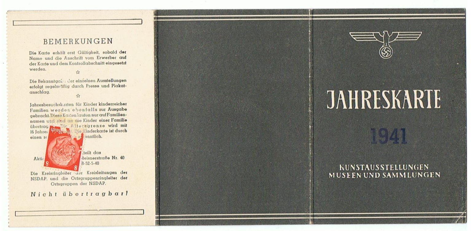 Jahreskarte 1941 Kunstausstellungen Museen und Sammlungen NSDAP Gau Wien Austria - Image 3