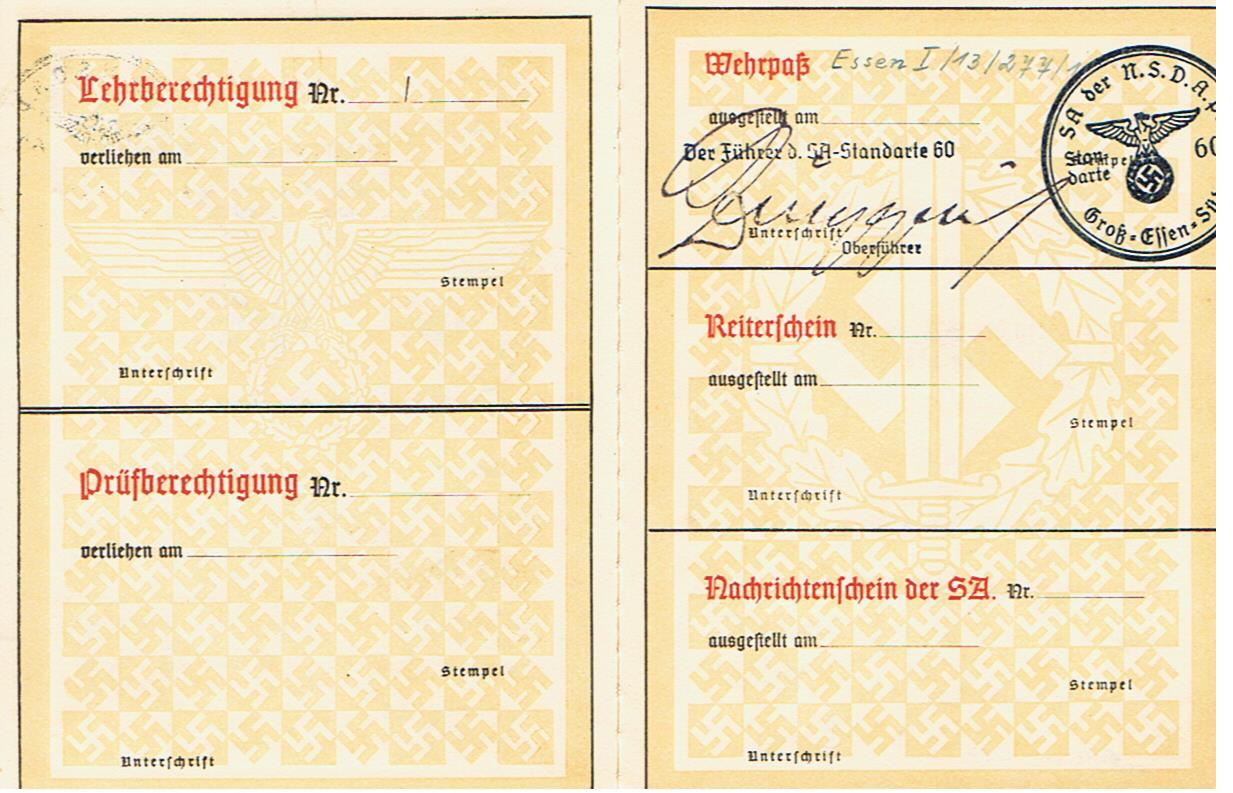 SA proficiency badge pass and certificate SA Standarte 60 Gross-Essen-Süd - Image 5