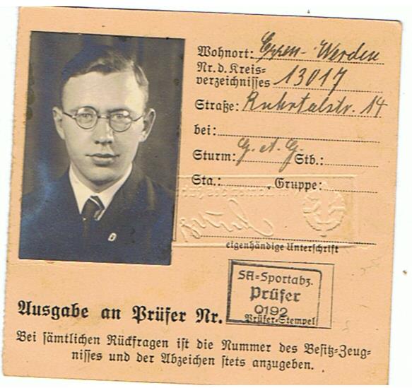 SA proficiency badge pass and certificate SA Standarte 60 Gross-Essen-Süd - Image 8