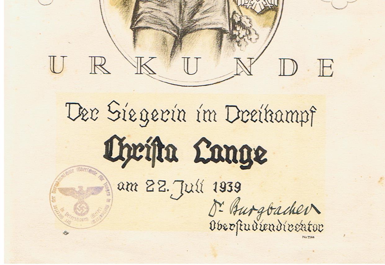 Sporting certificate girl Petershagen 1939 winner three-part competition - Image 2
