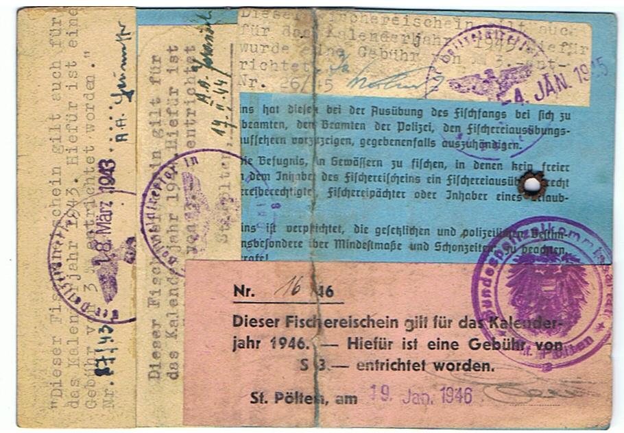 Fishing license Jahresfischereischein Sankt Pölten Austria 1942 - Image 2