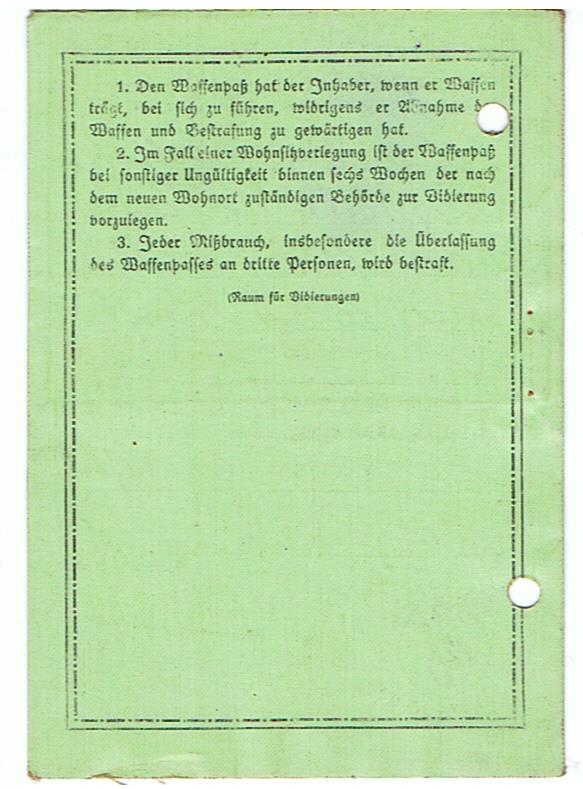 Weapon license Waffenpass Böckstein Austria 1938-1941 - Image 3