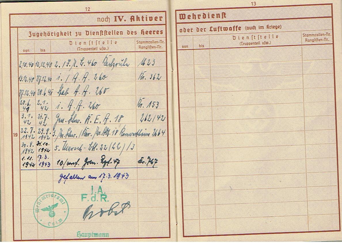 Wehrpass Gefreiter 260.ID Russia and 90.leichte Afrika-Division Africa Corps KIA 1943 Tunis area - Image 7