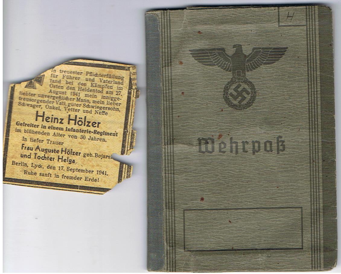 Wehrpass Gefreiter IR50 3.ID France 111.ID Russia KIA 1941 Kiew
