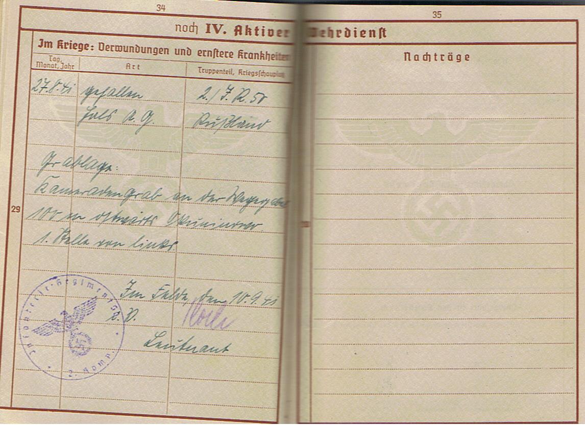 Wehrpass Gefreiter IR50 3.ID France 111.ID Russia KIA 1941 Kiew - Image 10