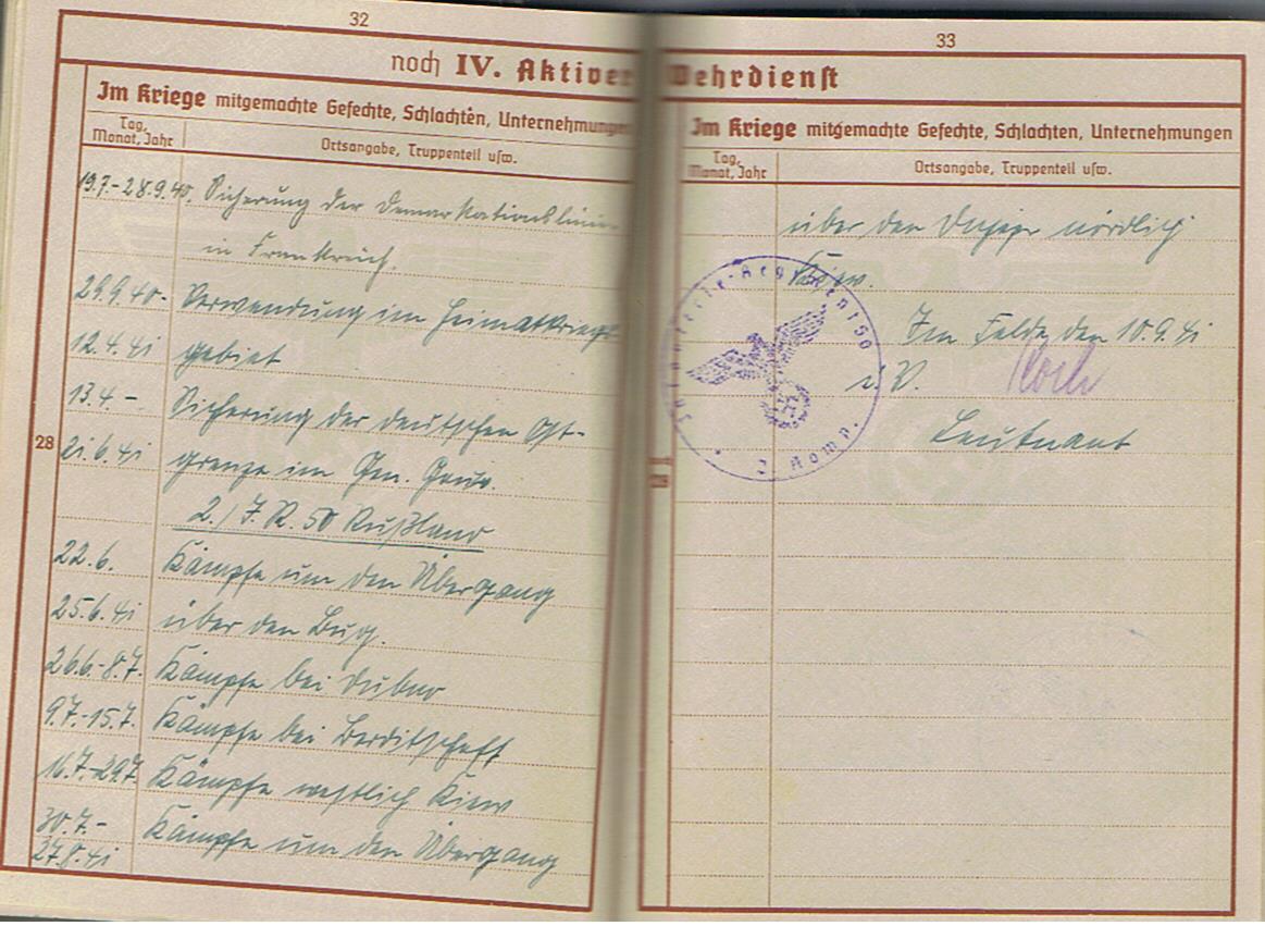 Wehrpass Gefreiter IR50 3.ID France 111.ID Russia KIA 1941 Kiew - Image 9