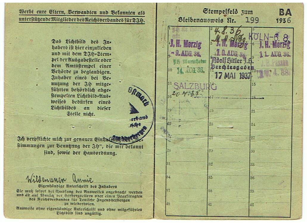 DJH German youth hostels passes DJ girl Jungmädelgruppe Regensburg 1936-1938 - Image 3