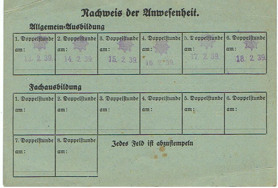 Luftschutz course participation card Ortsgruppe Kreuznach 1939 - Image 2