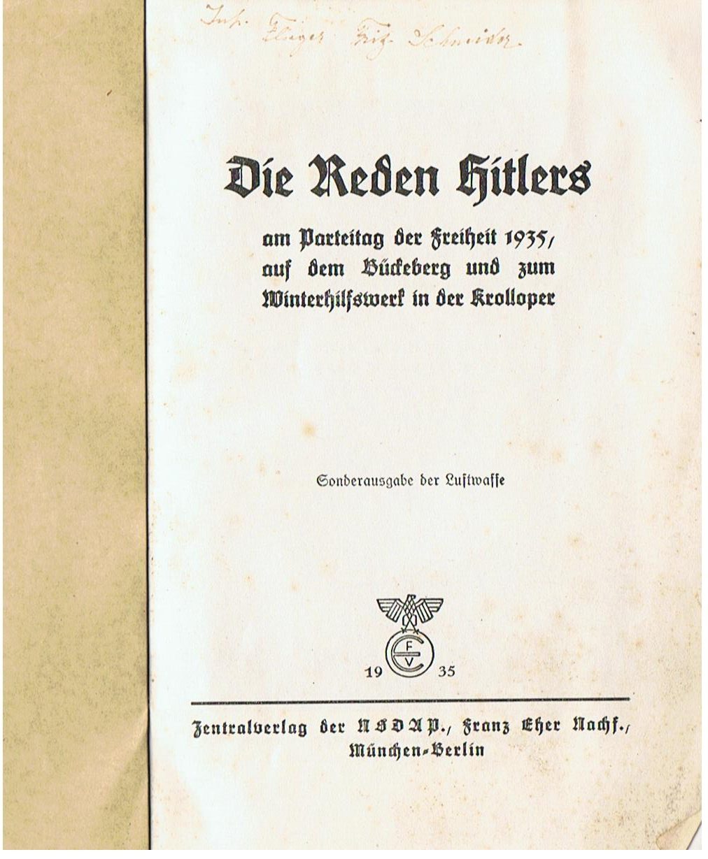 Die Reden des Führers Sonderausgabe der Luftwaffe 1935 - Image 2