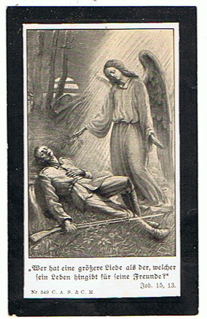 Death card reservist Infanterie-Leib-Regiment KIA 1914 Saarburg. - Image 2