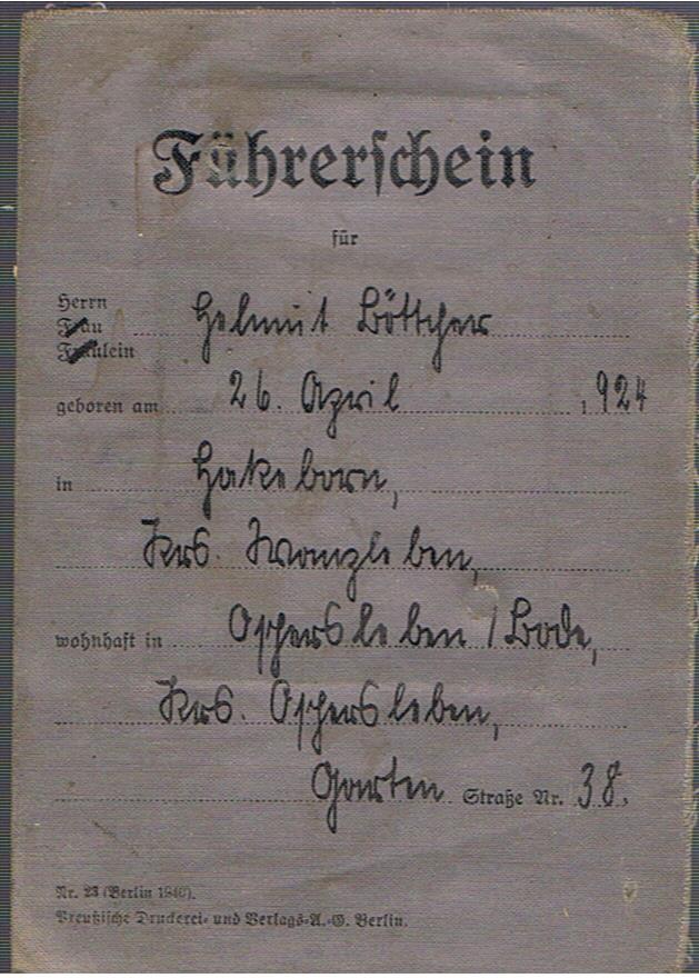 Drivers license boy Aschersleben 1940