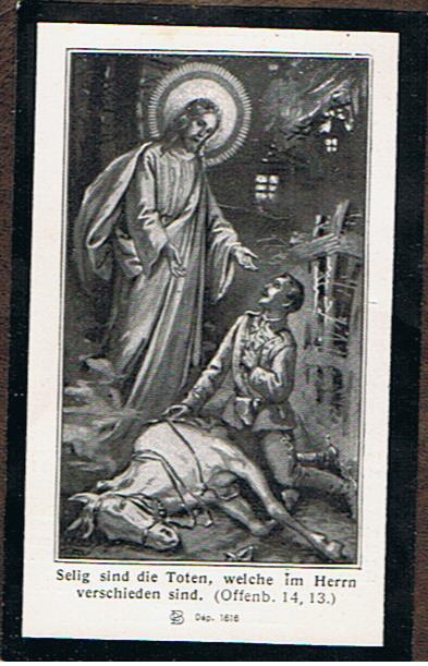 Death card war volunteer 127.Infanterie-Regiment KIA 1915 France - Image 2