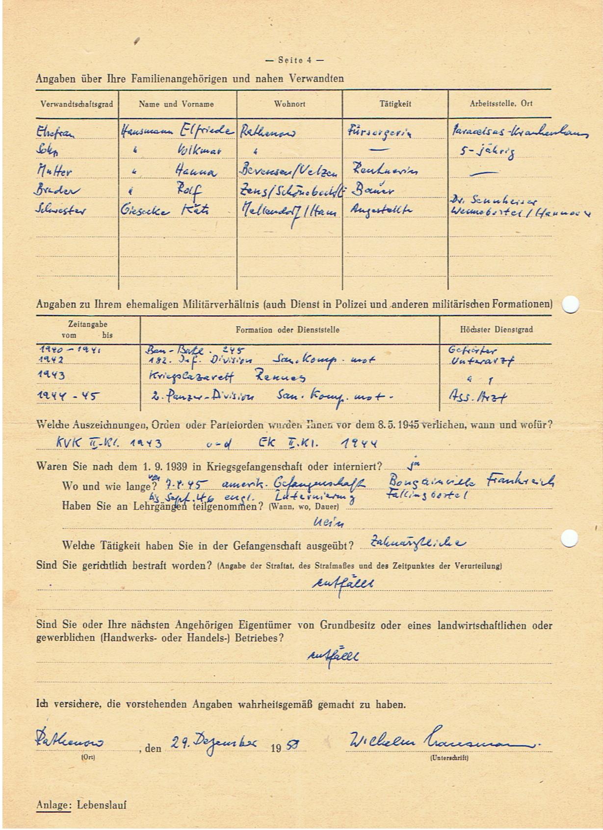 Personal file 1925-1980 dentist army doctor Kriegslazarett Rennes 2.Panzer-Division Normandy Ardennes - Image 15