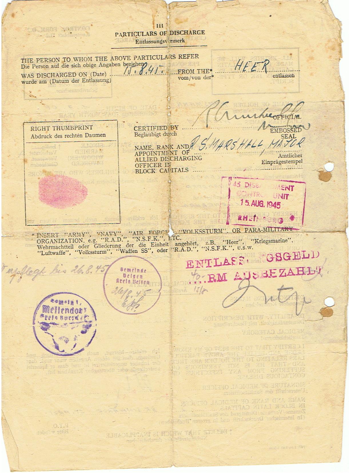 Personal file 1925-1980 dentist army doctor Kriegslazarett Rennes 2.Panzer-Division Normandy Ardennes - Image 22