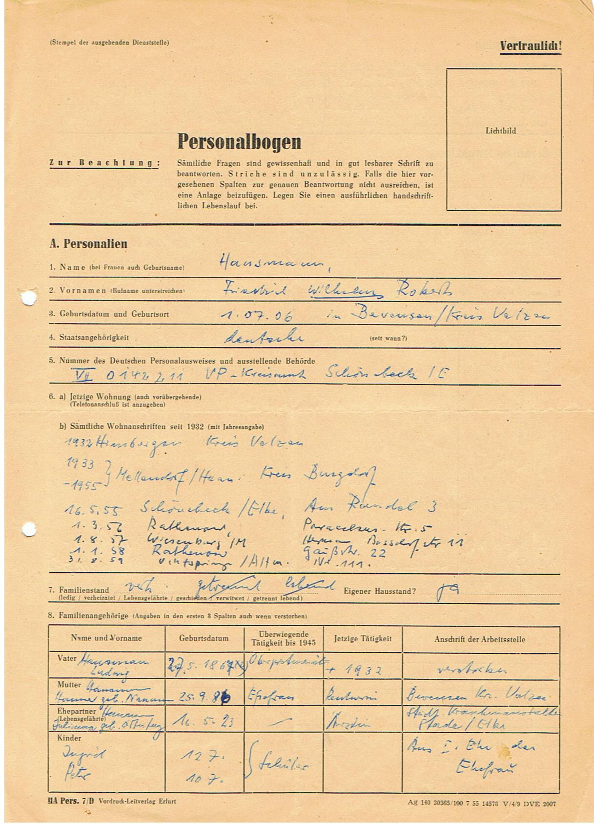 Personal file 1925-1980 dentist army doctor Kriegslazarett Rennes 2.Panzer-Division Normandy Ardennes - Image 7