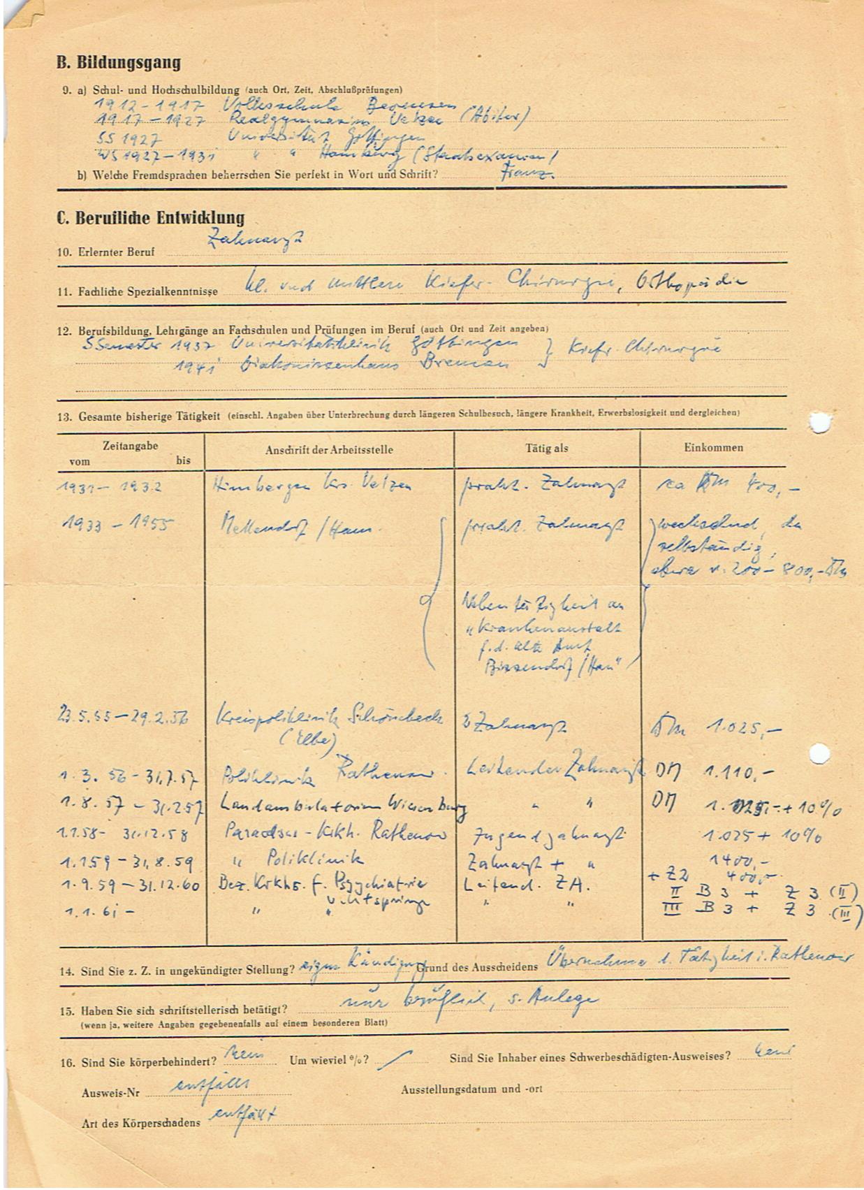 Personal file 1925-1980 dentist army doctor Kriegslazarett Rennes 2.Panzer-Division Normandy Ardennes - Image 8