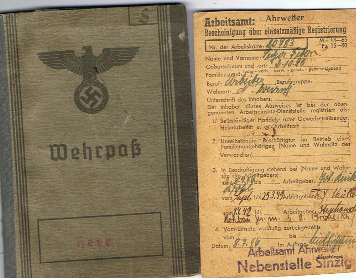 Wehrpass WW1 combattant field artillery western front
